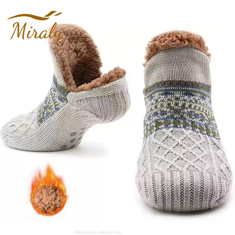 Super Warm Winter Non-Slip Floor Socks Women Men Snow Socks Sleep Carpet Socks Slippers Socks Women Velvet Boot Unsiex Home Wear