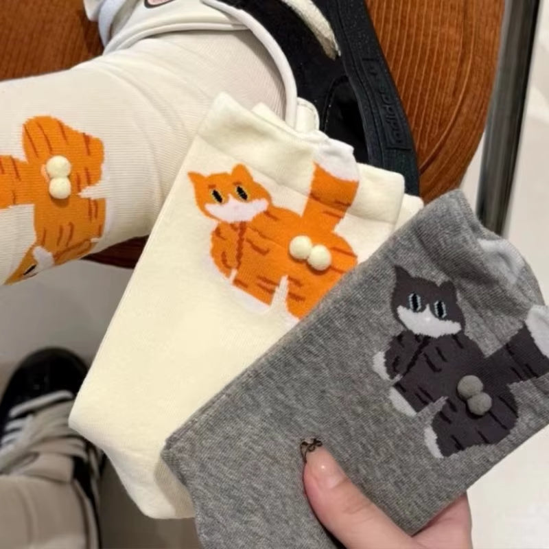 16 Style Funny 3D Cat Dog Animal Print Mid-Tube Socks Cotton Harajuku Floor Sock Casual Soft Cats Egg Hosiery for Couple Gifts
