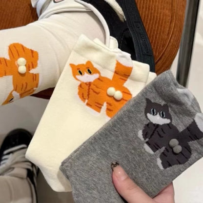 16 Style Funny 3D Cat Dog Animal Print Mid-Tube Socks Cotton Harajuku Floor Sock Casual Soft Cats Egg Hosiery for Couple Gifts