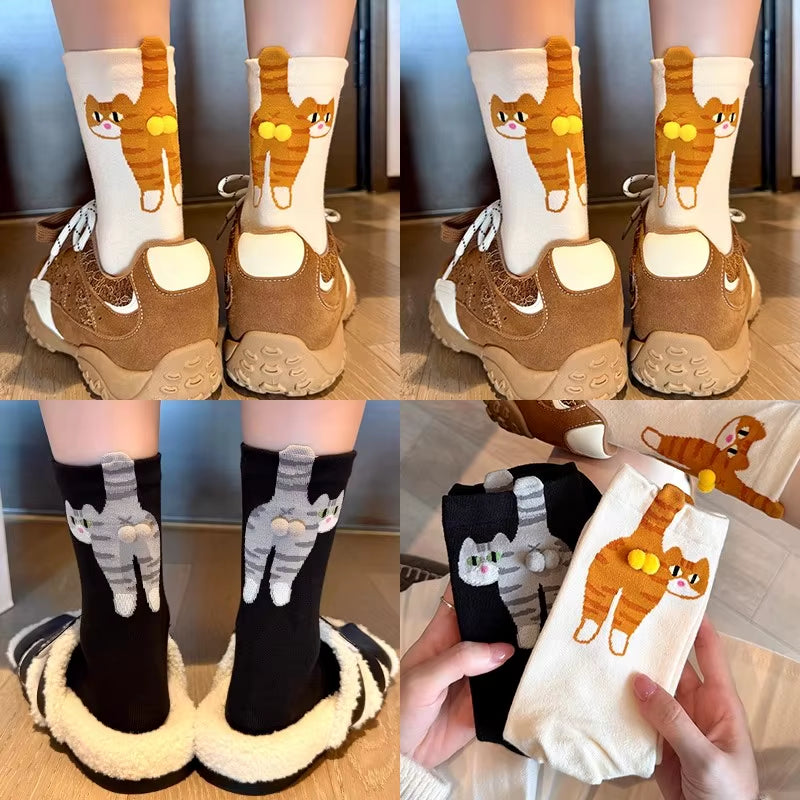 16 Style Funny 3D Cat Dog Animal Print Mid-Tube Socks Cotton Harajuku Floor Sock Casual Soft Cats Egg Hosiery for Couple Gifts