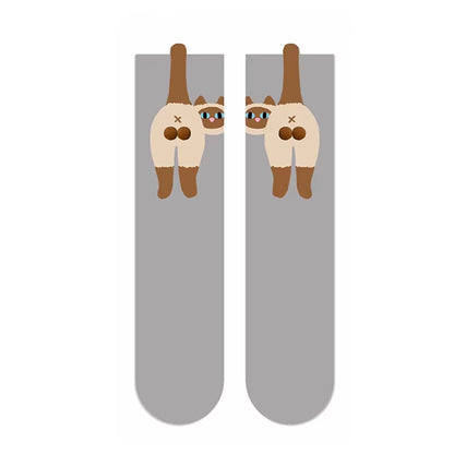 16 Style Funny 3D Cat Dog Animal Print Mid-Tube Socks Cotton Harajuku Floor Sock Casual Soft Cats Egg Hosiery for Couple Gifts