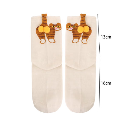 16 Style Funny 3D Cat Dog Animal Print Mid-Tube Socks Cotton Harajuku Floor Sock Casual Soft Cats Egg Hosiery for Couple Gifts